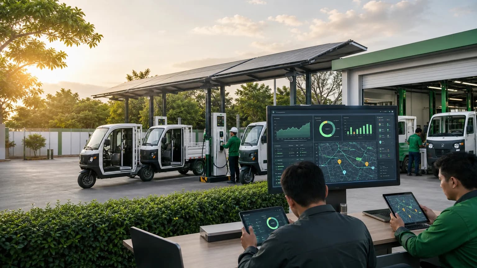 Clean mobility, solar charging, and fleet operations project visual